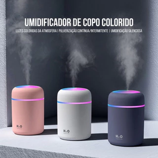 Umidificador De Ar  Portátil Usb Ultrassônica 300ml Coloridos LED RGB em Oferta na Shopee
