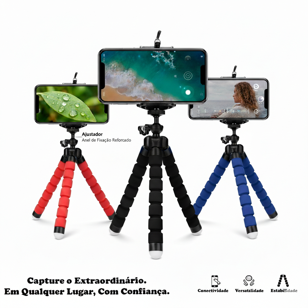 Tripé Flexível para Celular e Câmera | Mini Tripé de Mesa Ajustável 360 ...