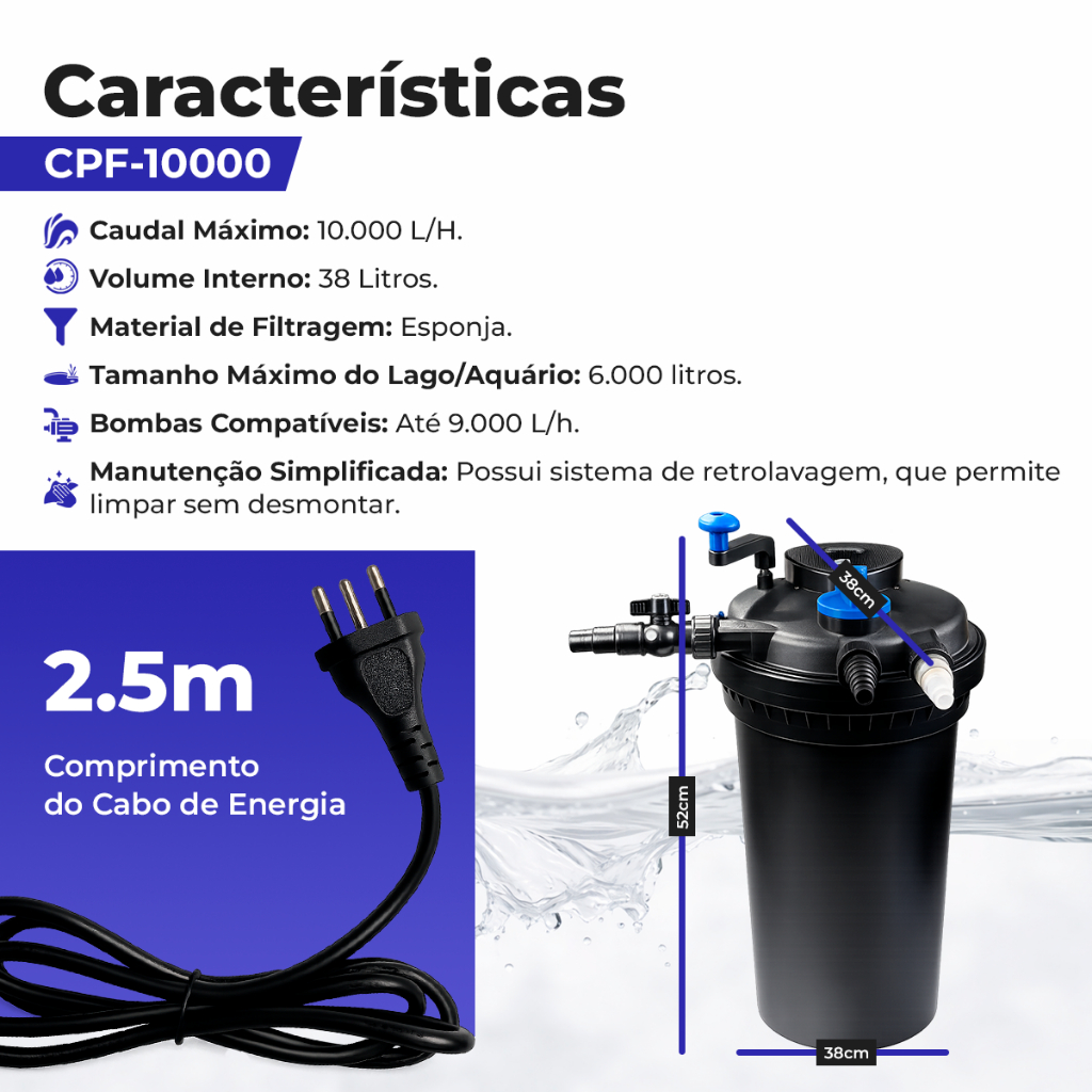 Filtro Canister Pressurizado Cpf-10000 Sunsun Externo Lago