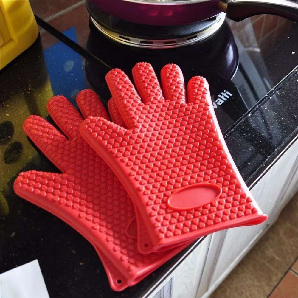 KIT 2 Luvas Térmicas De Forno Cozinha Fogão Silicone 5 Dedos
