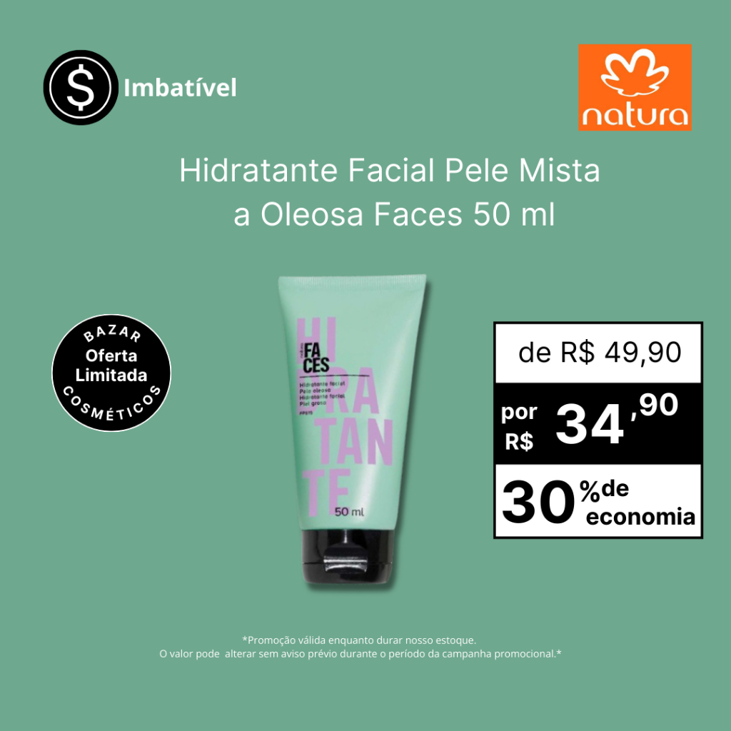 Hidratante Facial Pele Mista a Oleosa Faces | Shopee Brasil
