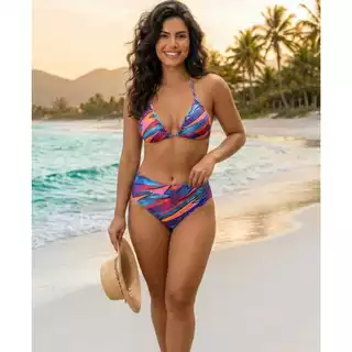Biquini Alcinha Cintura Alta Hot Pants Estampado Tamanho Único 38 ao 44 em Oferta na Shopee