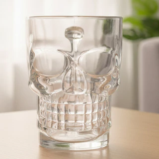 Caneca Caveira Vidro Lyor 365ml Copo Skull Drink Whisky Bar Halloween