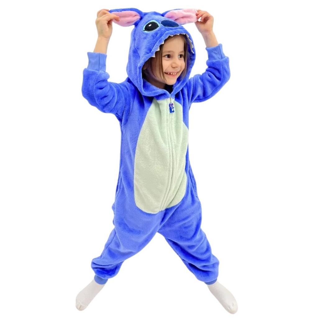 Pijama Macacão Stitch Angel menino Menina Infantil Kigurumi De Pelúcia Com Zíper em Oferta na Shopee