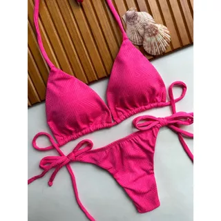 Biquini Feminino Cortininha com Bojo Removivel Calcinha De Amarrar na Lateral Premium Várias Cores em Oferta na Shopee