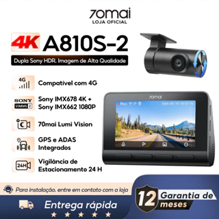Câmera Veicular 70mai A810s 4k Sony STARVIS 2 lMX678 Hdr Com 4g Gps Adas Supercapacitor 24H  Al ROI em Oferta na Shopee