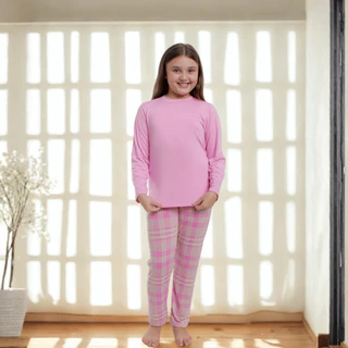 Pijama Infantil Feminino Longo Inverno Manga Longa Calça Blogueira Americano em Oferta na Shopee