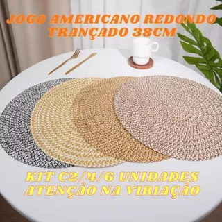 Jogo Americano Redondo 38cm Trançado Artesanal Descanso Mesa de Jantar Chique  Kit 2, 4 ou 6 Unidade em Oferta na Shopee