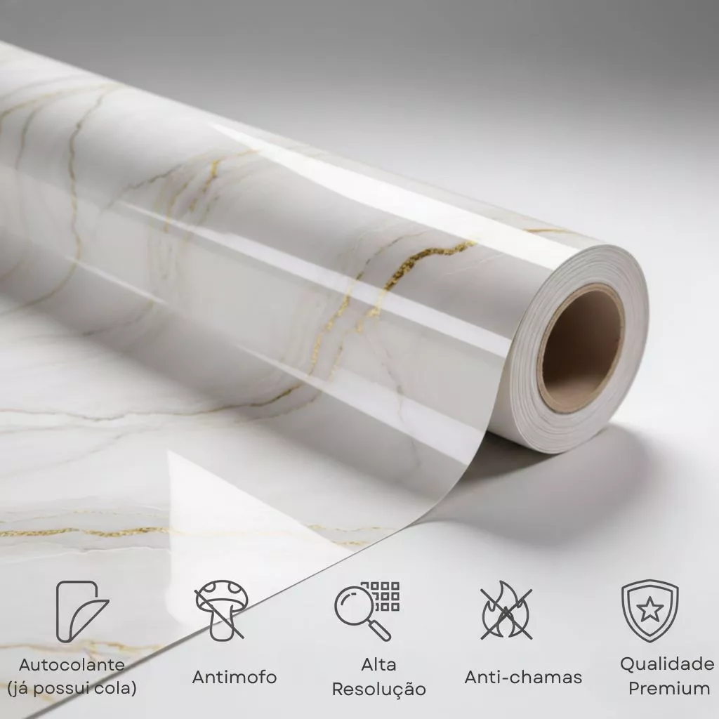 Papel Parede Mármore Dourado Para Cozinha Impermeável Resistente a Altas Temperatura Papel Parede Mármore - Imagem 2