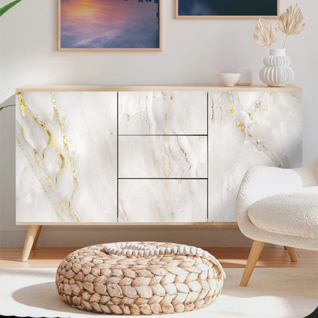 Papel Parede Mármore Dourado Para Cozinha Impermeável Resistente a Altas Temperatura Papel Parede Mármore - Imagem 4