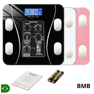 Balança Digital Corporal Bioimpedância com Bluetooth e App  Alta Precisão  Preto Rosa e Branco 180kg em Oferta na Shopee