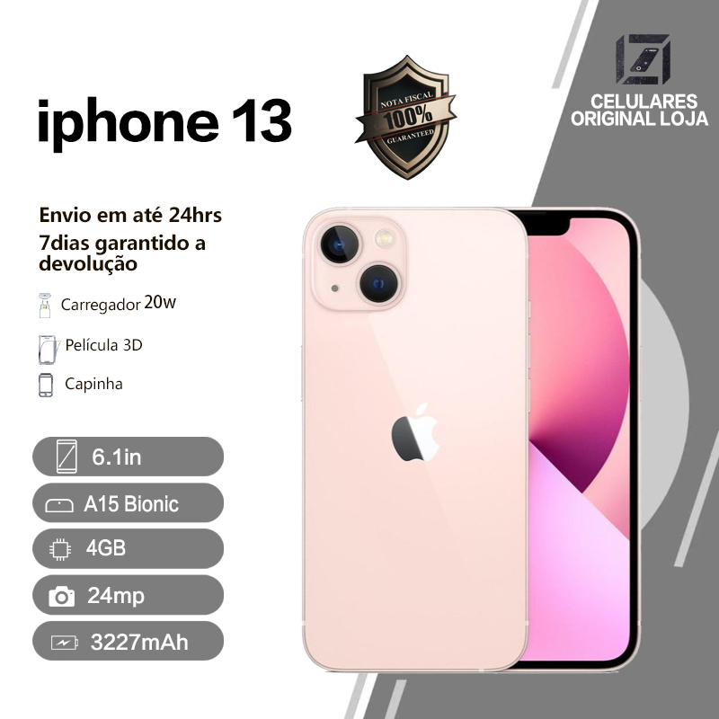Celular iPhone 13 128GB/256GB 100% Origina Tela OLED A15 Bionic