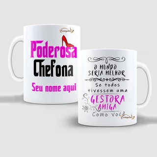 Caneca personalizada poderosa chefona amiga gestora cerâmica café