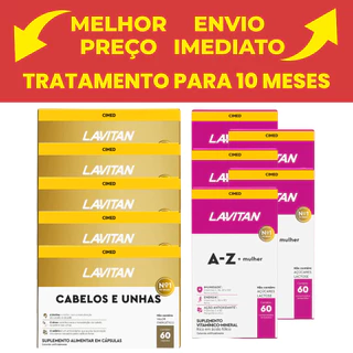 Kit C/5 Lavitan Hair Cabelos & Unhas 60 Cáps + 5 Lavitan Mulher 60 Caps Cimed Total: 10 Itens em Oferta na Shopee