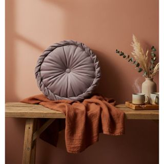 ALMOFADA REDONDA  30CM DE DIÂMETRO TURCA TECIDO SUEDE