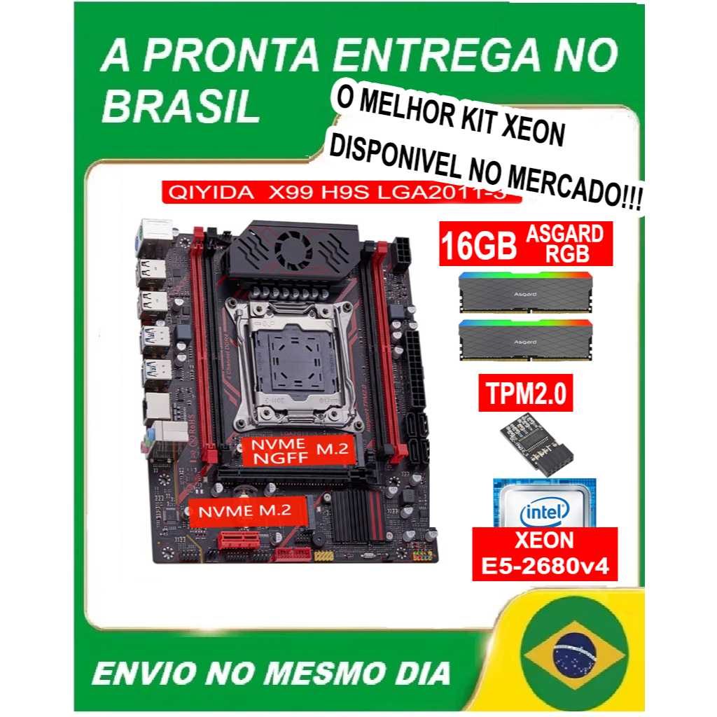 KIT XEON *O MAIS POTENTE* 2680v4 + TPM2.0 + MEMORIA COMPLETO ...