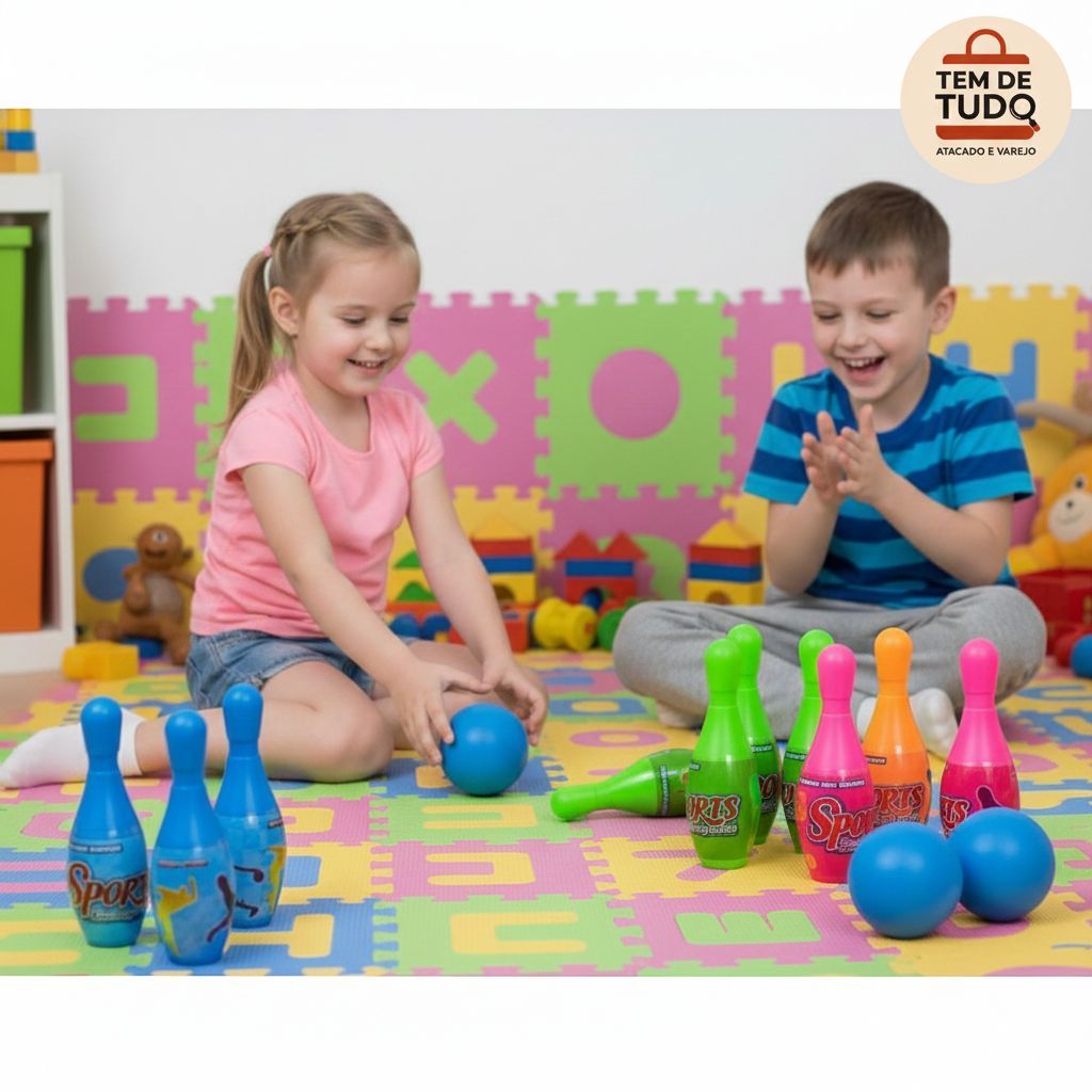 Jogo de Boliche Infantil Com 10 Pinos e 2 Bolas | Shopee Brasil