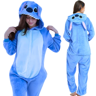 Pijama Stitch Angel Adulto Feminino Masculino desenhos animados com zíper em Oferta na Shopee