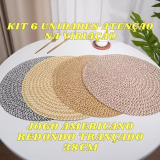 Jogo Americano Redondo 38cm Trançado Artesanal Descanso Mesa Jantar Chique Kit 6 Un Rústica em Oferta na Shopee