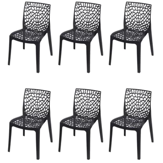 Kit 6 Cadeiras Gruvyer Preta Jantar Restaurante Bar Igreja Area Gourmet Super Reforçada Premium