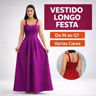 Vestido Longo de Festa Feminino Duna Linho Elegante Não Amassa Tamanho M ao G1 Pronta Entrega em Oferta na Shopee