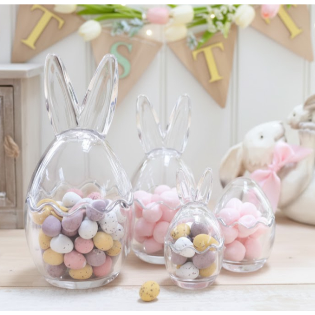 Enfeite de Pascoa Decorativo Vidro com Tampa Coelho Decoração Mesa Posta Doces Balas Coelhinho | Shopee Brasil