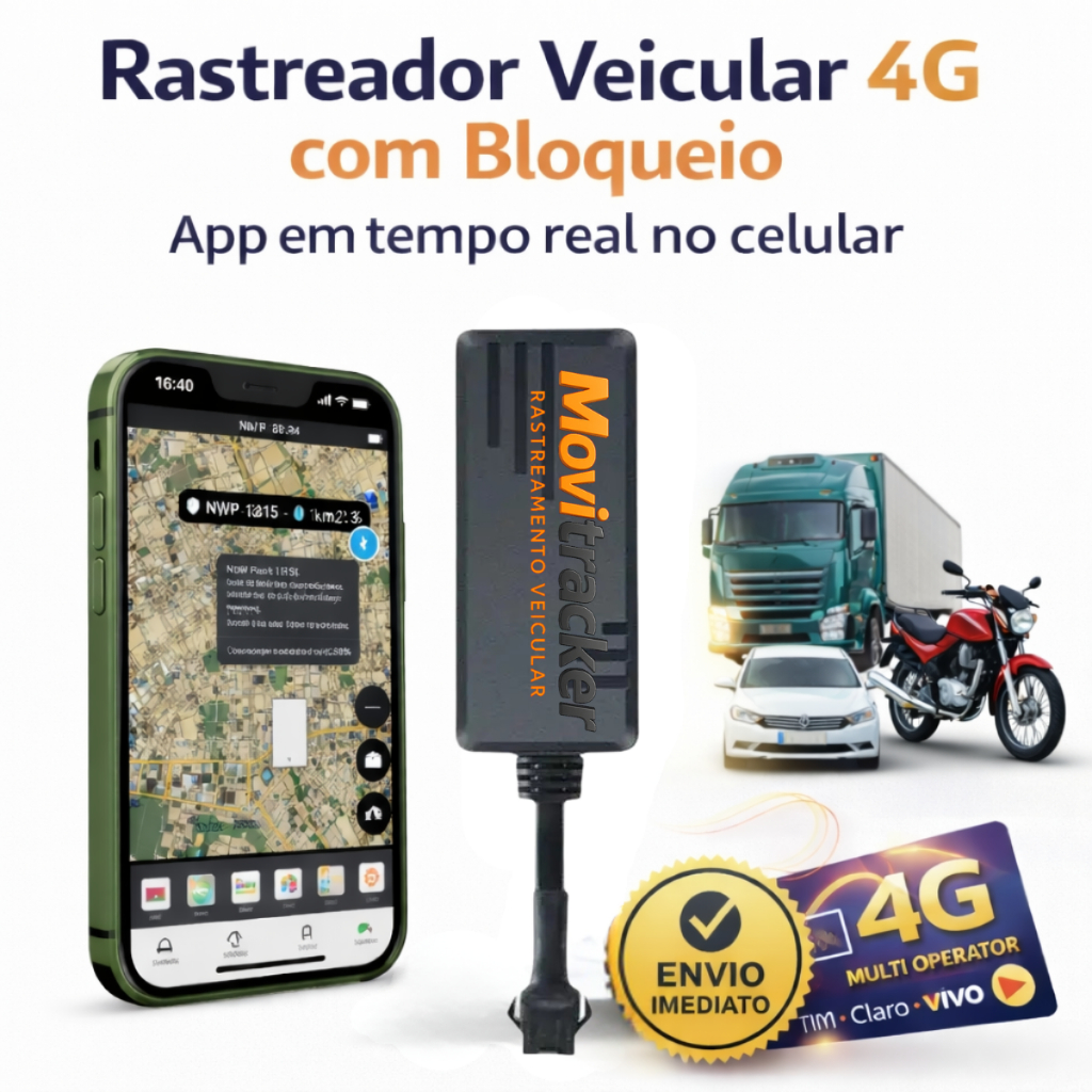 Rastreador Veicular 4G com Bloqueador | App em Tempo Real | Chip M2M ...