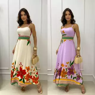 VESTIDO LONGO FEMININO  COM BOJO E ALÇA GROÇA  REGULAVEL em Oferta na Shopee