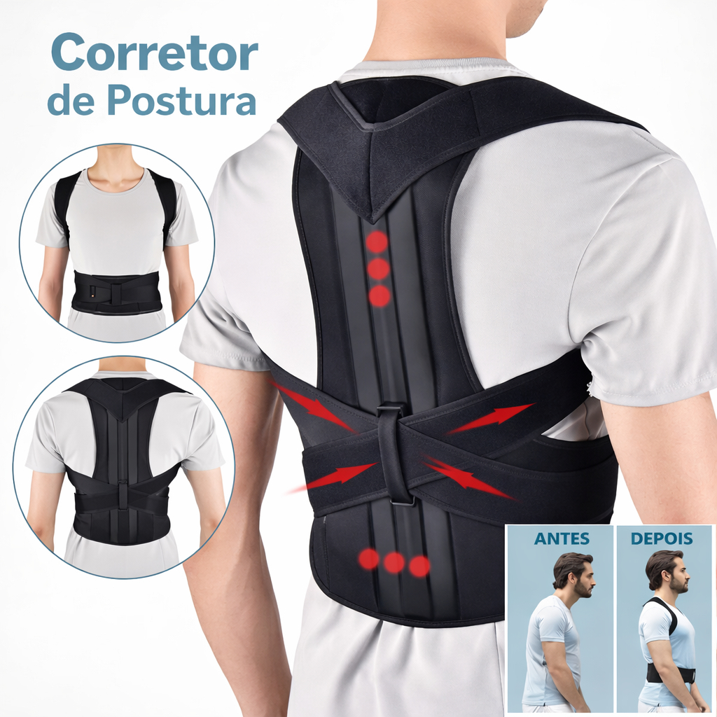 Colete Cinta Corretor De Postura Ortopédico Unissex Correção Lombar ...