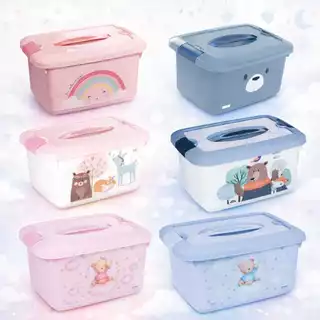 Caixa Organizadora Infantil com Travas Laterais e Alça Anatômica – Estampa Fofinha em Oferta na Shopee