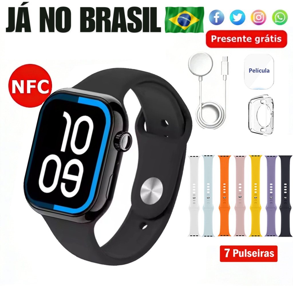 Smartwatch S20 Pro Max NFC Relógio Inteligente Digital Feminino Masculino Relógio Esportivo À Prova D'água Calculadora