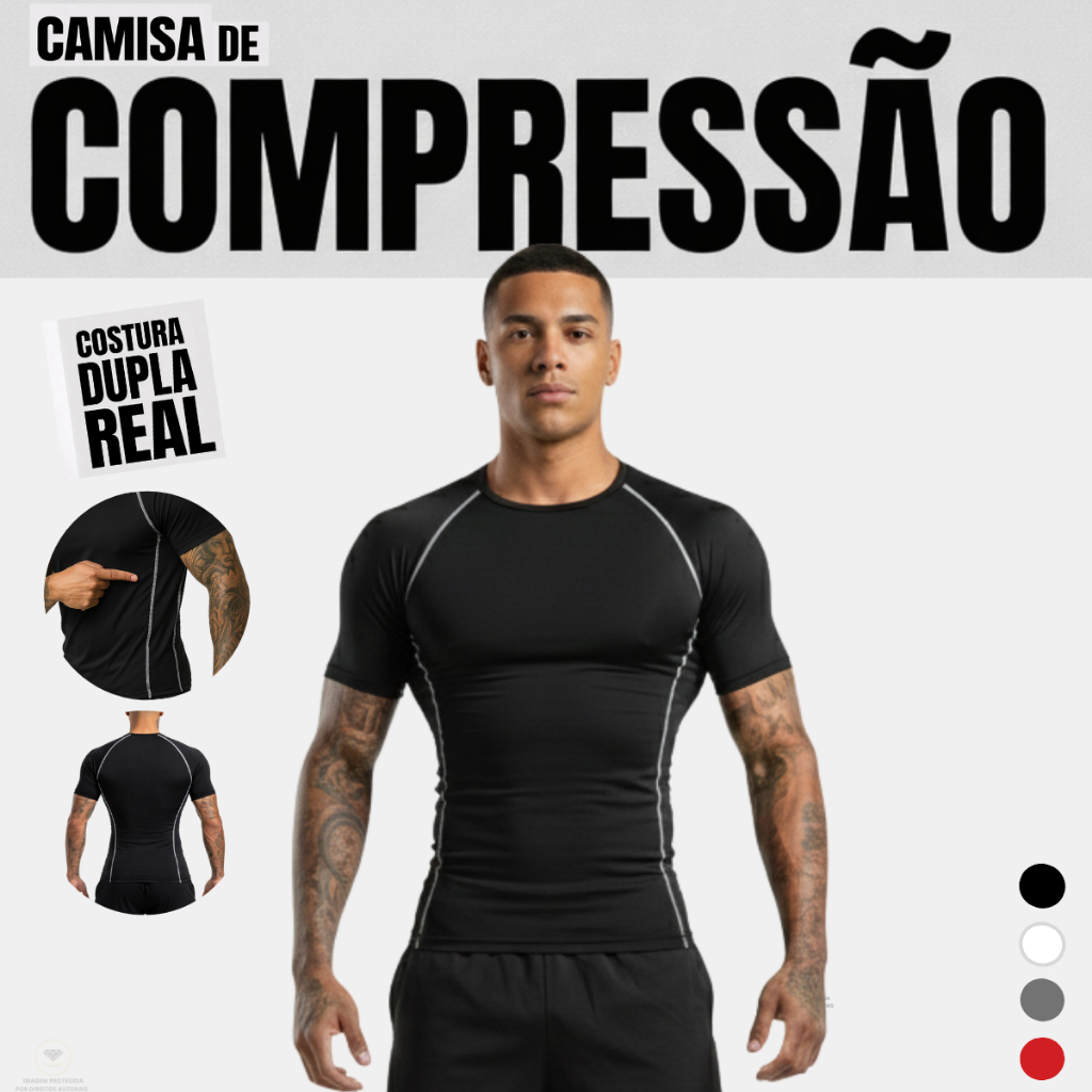 Camiseta de Compressão Masculina Premium Pro Justa Blusa Academia ...