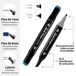 24/36/48/60/80/100 Cores Kit Marcador Ponta Dupla Caneta Colorida Profissional Para Arte/Desenho/Material Escolar em Oferta na Shopee