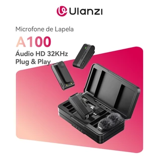 ULANZI A100 Microfone Sem Fio Lapela 32KHz Profissional Para Smartphone Type-C / Lightning