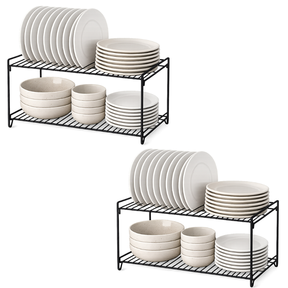 Kit 2 Organizadores Multiuso 2 Andares Aço Suporte de Louças