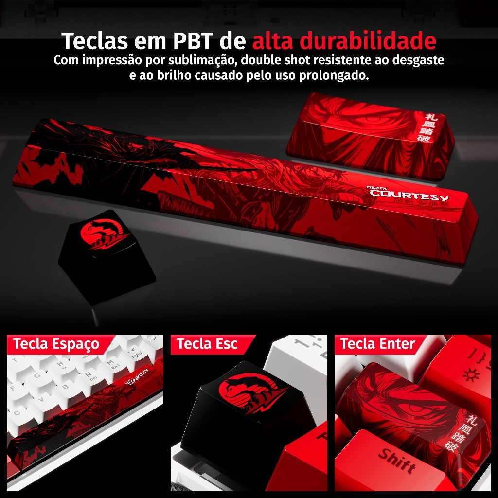 Teclado Mecânico Keycaps Personalizado com Fitinha Courtesy 65