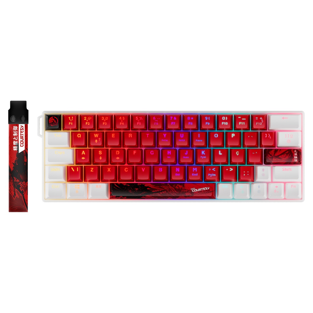 Teclado Mecânico Keycaps Personalizado com Fitinha Courtesy 65