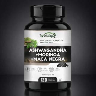 Ashwagandha Moringa Maca Negra 120 Capsulas | Vitalidade e Energia Envio Imediato