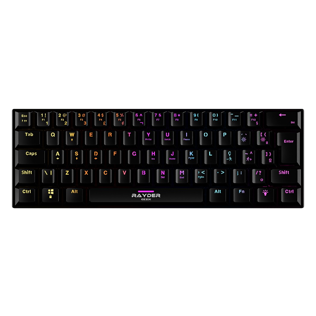 rars♡ Teclado Mecânico Gamer Red Switch Rayder RGB 60% Compacto