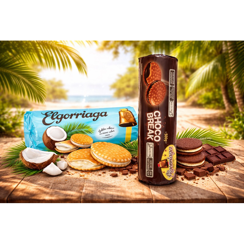 kit 2 Biscoitos Recheados Elgorriaga Sabor Chocolate e Coco 500g ...
