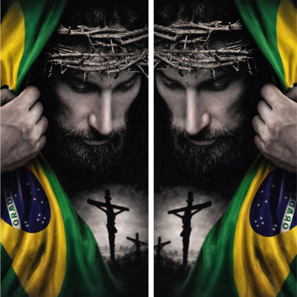 Adesivo Jesus Cristo com Bandeira do Brasil – Vinil Alta Resolução para ...