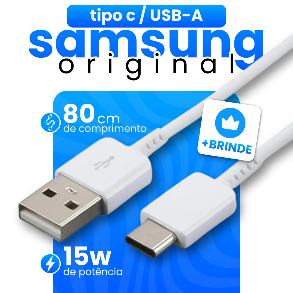 Cabo Samsung Original Turbo Tipo C Com Alta Compatibilidade + B R I N D E (Protetor de Cabo)