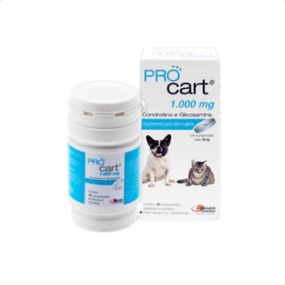 Procart 1000mg Condroitina e Glicosamina 60 Comprimidos Cães e Gatos em Oferta na Shopee