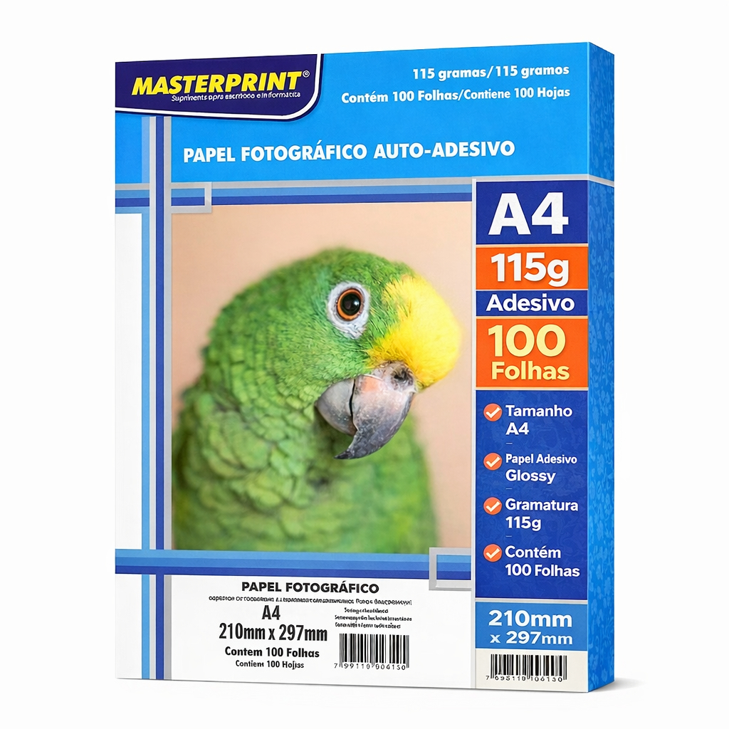 Papel Fotográfico Adesivo A4 Glossy 115g 100 Fls Masterprint | Shopee ...