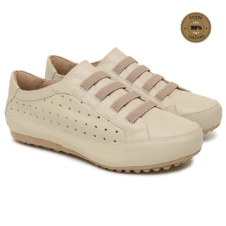 Mocatênis Feminino Super Leve Confortável Antiderrapante Couro Legítimo Original Muritalle