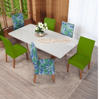 Jogo Capa de Cadeira 6 Peças Estampada com Elástico Sala de Jantar em Oferta na Shopee