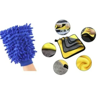 Luva + pano Microfibra Para Lavar Carro E Limpeza Doméstica luvas automotivas acessórios em Oferta na Shopee