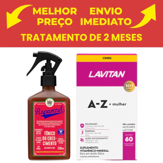 Kit Tônico Capilar Rapunzel Lola + Vitamina Lavitan Mulher 60 Cápsulas - Cimed em Oferta na Shopee