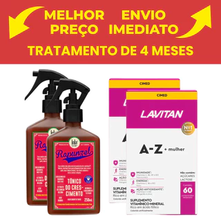 Kit Lola e Cimed - 2Un Tônico Capilar Rapunzel + 2Un Vitamina Lavitan Mulher 60 Cápsulas em Oferta na Shopee