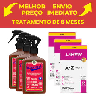 Kit Lola e Cimed - 3Un Tônico Capilar Rapunzel + 3Un Vitamina Lavitan Mulher 60 Cápsulas em Oferta na Shopee